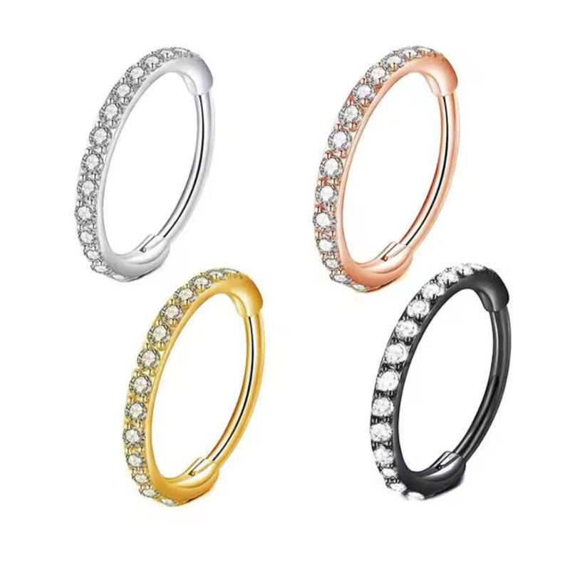 Body Jewelry Piercing - 16G Clear CZ Nose Ring Hoop