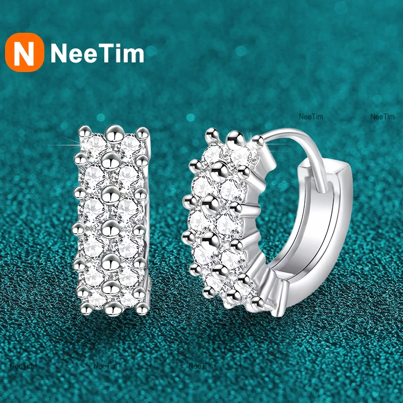 Body Jewelry Diamond - NeeTim 2mm Full Moissanite Earrings Women