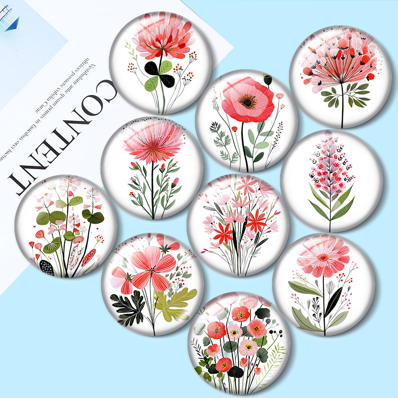 Body Jewelry Top - Meadow Wildflowers 12/18/20/25mm glass cabochon bracelet
