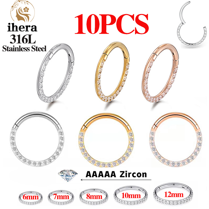 Body Jewelry Piercing - 1/10PCS Stainless Steel Nose Rings Septum