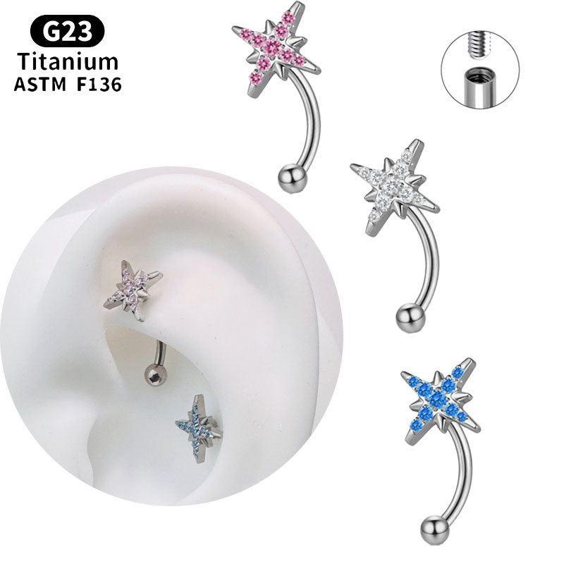 Belly Bar Titanium - NORYAN ASTM F136 Titanium CZ Star