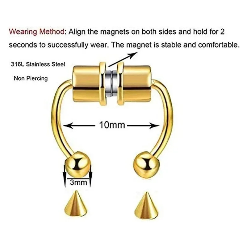 1/2/3Pcs Fake Magnetic Nose Ri - Body Jewelry Piercing review and price
