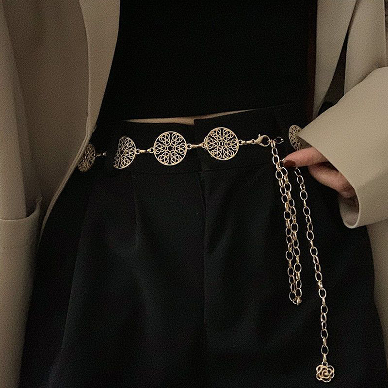 Elegant Round Metal Belt For W - Body Jewelry Gold review and price