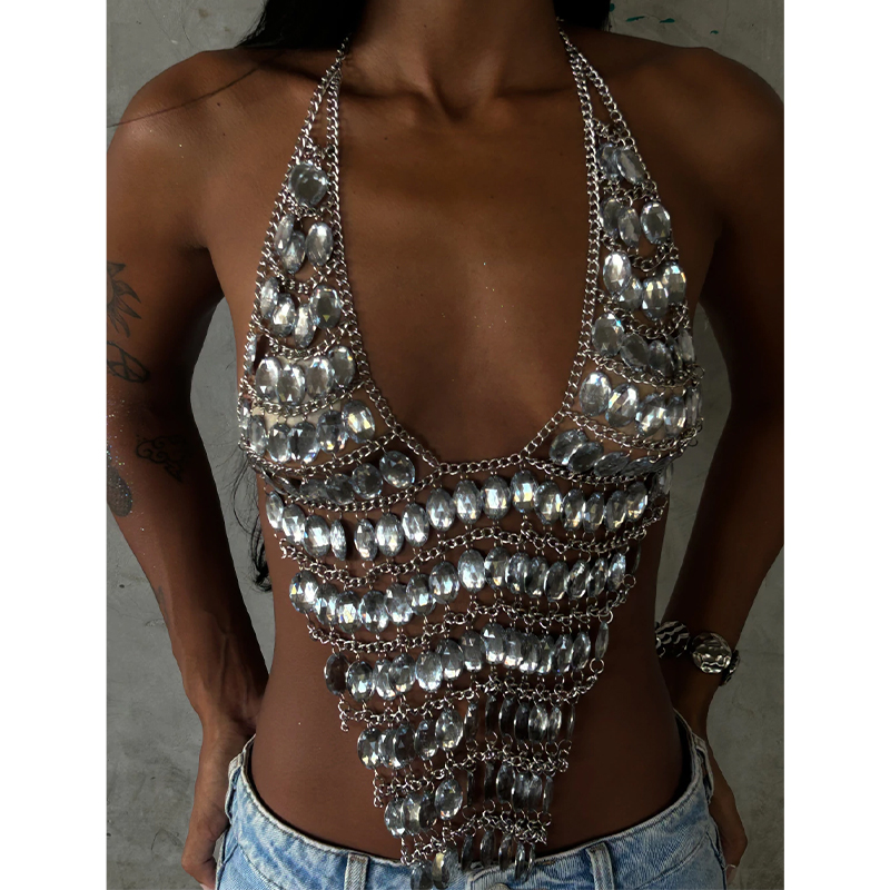 Handmade Backless Rhinestone S - Body Jewelry Top review and price