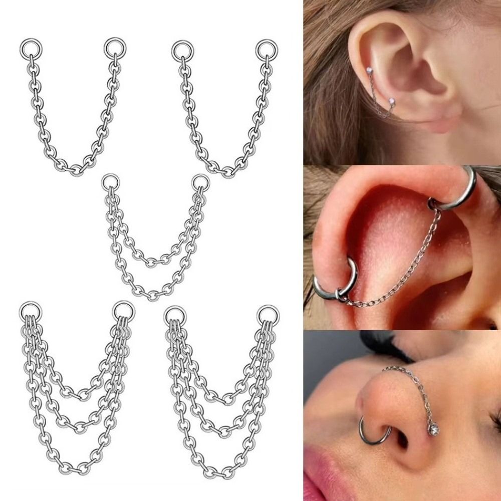 Titanium Nose Chain Three Laye - Body Jewelry Piercing review and price