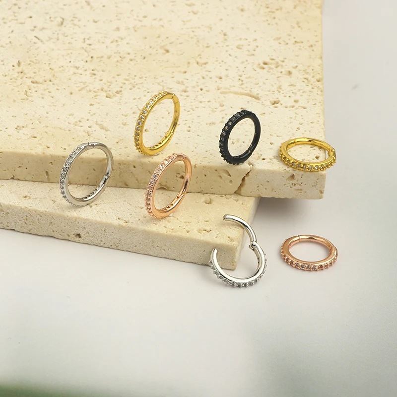 16G Clear CZ Nose Ring Hoop 31 - Body Jewelry Piercing review and price