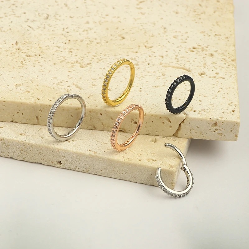 16G Clear CZ Nose Ring Hoop 31 - Body Jewelry Piercing review and price