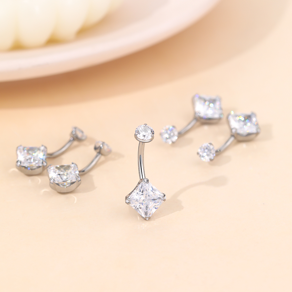 1Pc Titanium Zircon Belly Ring - Belly Bar Titanium review and price