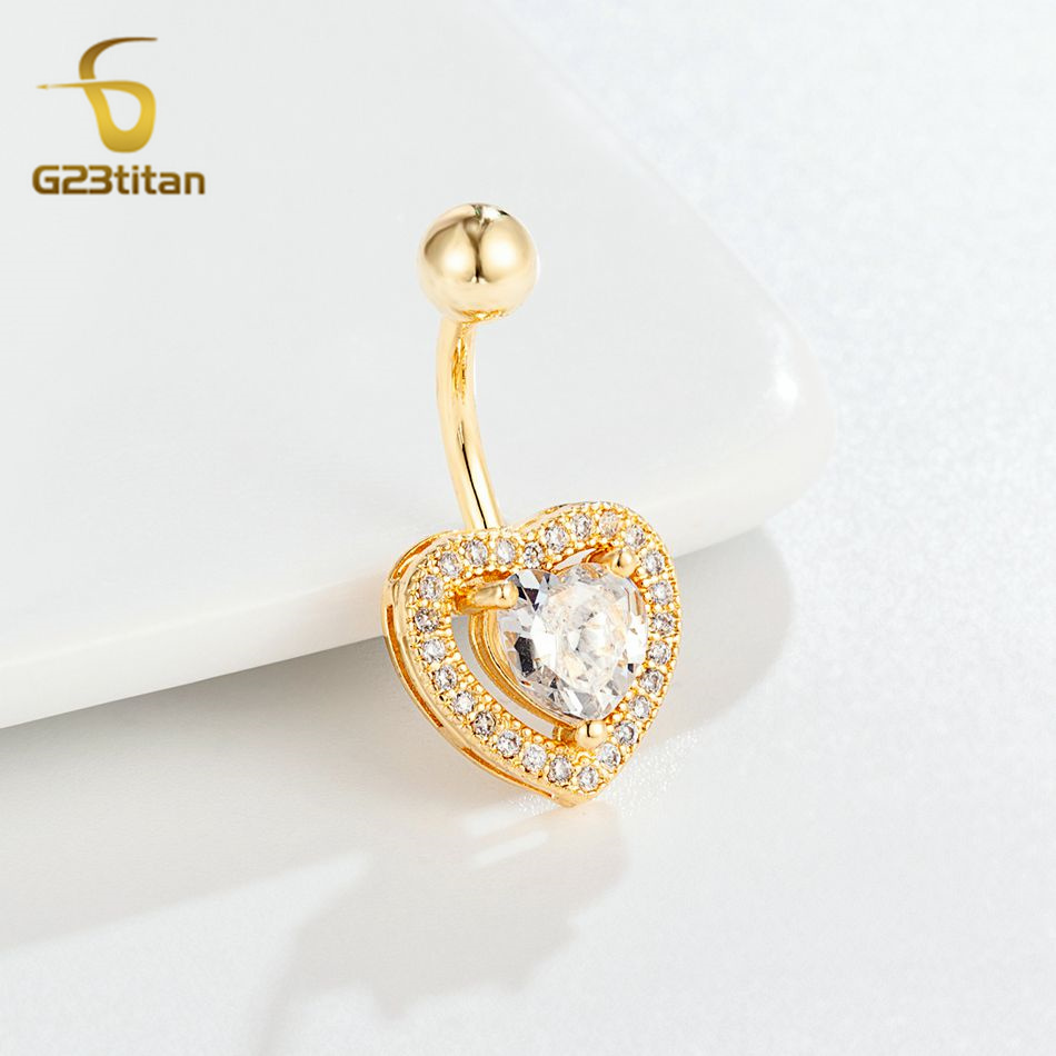 G23titan CZ Zircon Heart Navel - Belly Bar Titanium review and price