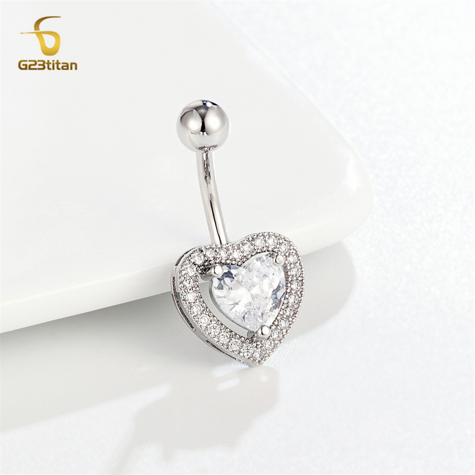 G23titan CZ Zircon Heart Navel - Belly Bar Titanium review and price