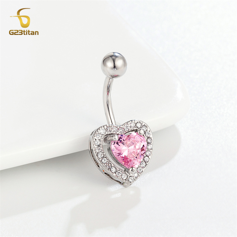 G23titan CZ Zircon Heart Navel - Belly Bar Titanium review and price