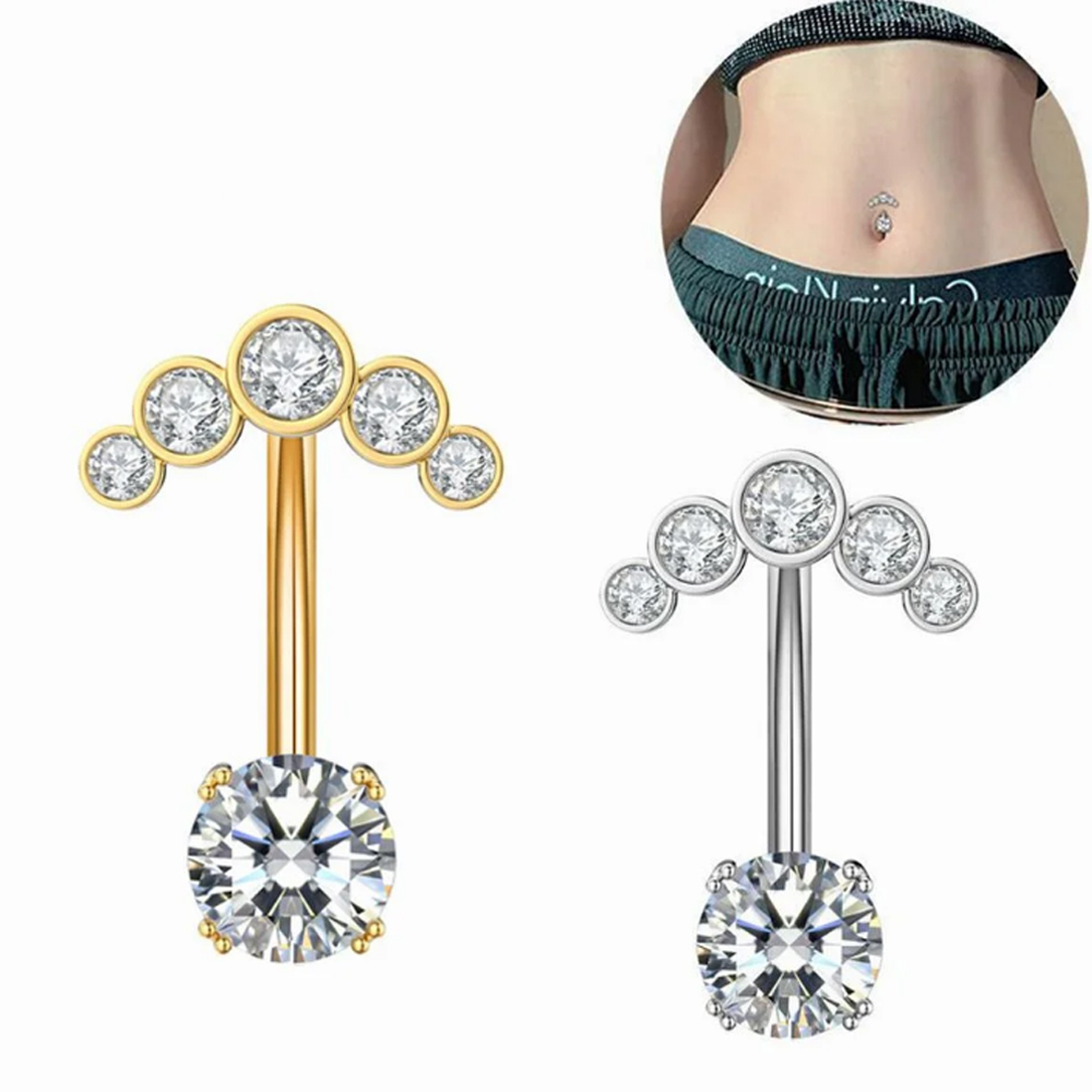 1pc Reversed Barbell Zircon Be - Belly Bar Titanium review and price