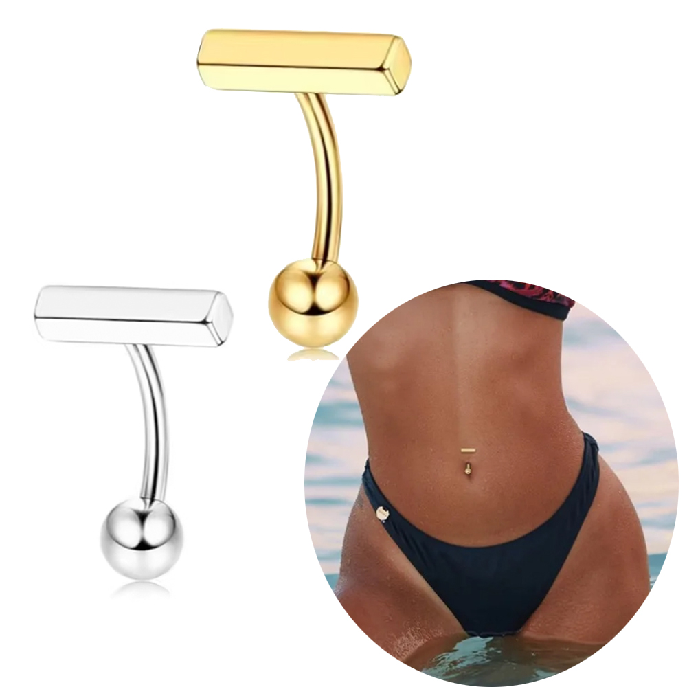 1pc Reversed Barbell Zircon Be - Belly Bar Titanium review and price