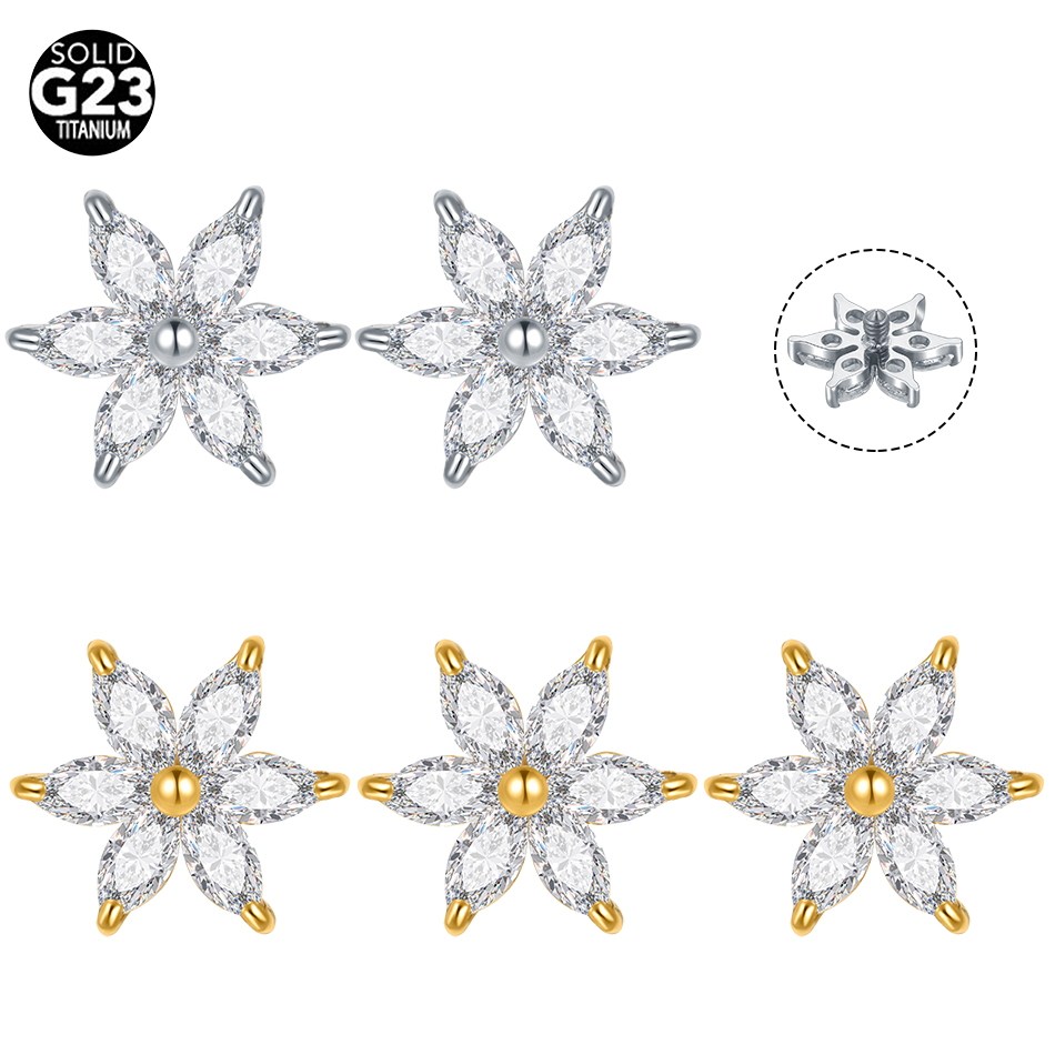 1/5PCS Titanium Crystal Flower - Belly Bar Titanium review and price