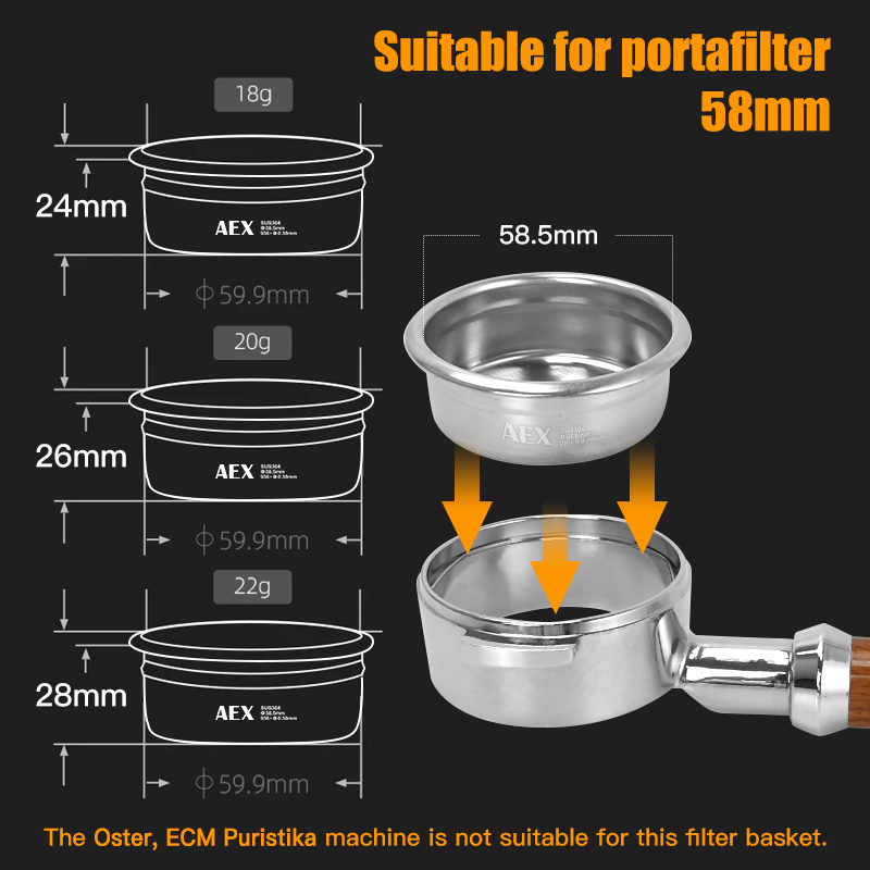 Coffee Filter Basket 58MM AEX  - Body Jewelry Piercing review and price