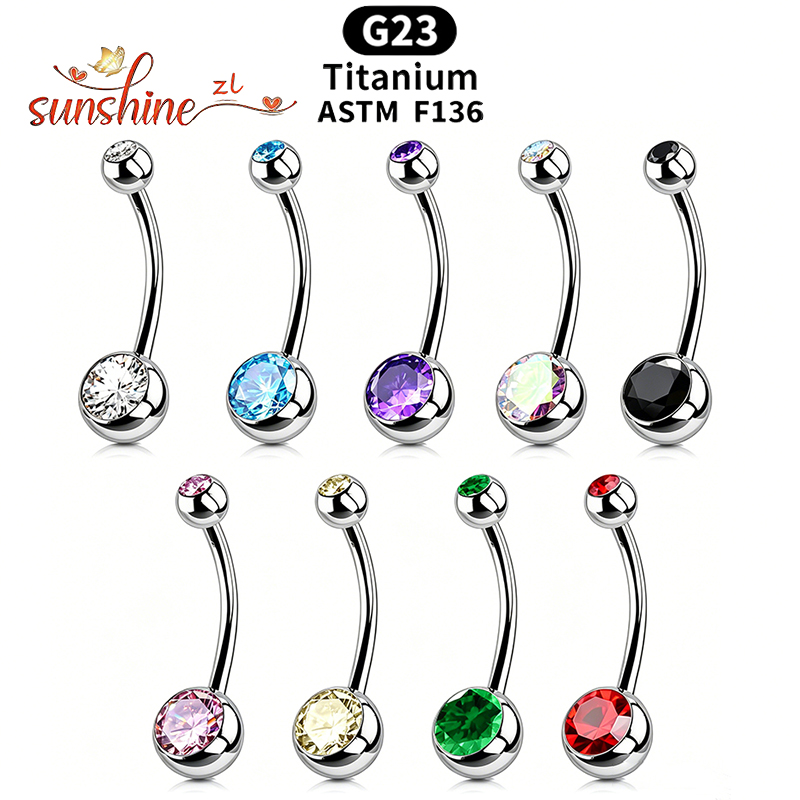 1PC G23 Titanium Zircon Gem Cu - Belly Bar Titanium review and price