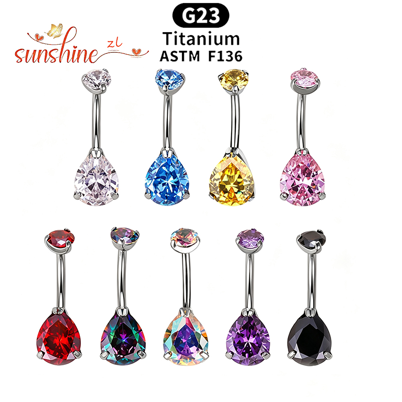 1PC G23 Titanium Zircon Gem Cu - Belly Bar Titanium review and price