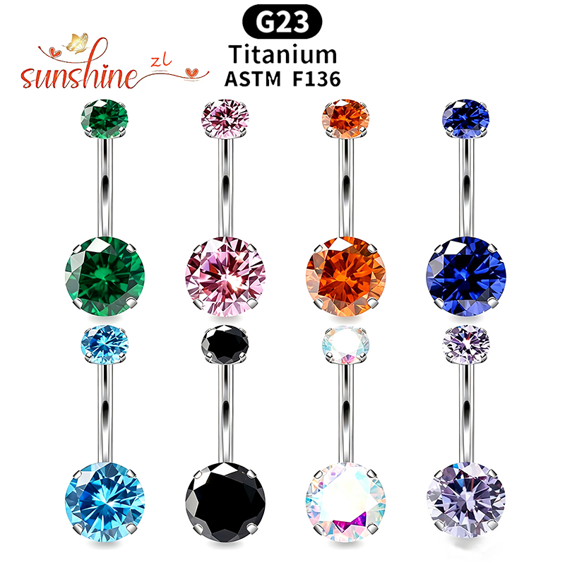 1PC G23 Titanium Zircon Gem Cu - Belly Bar Titanium review and price