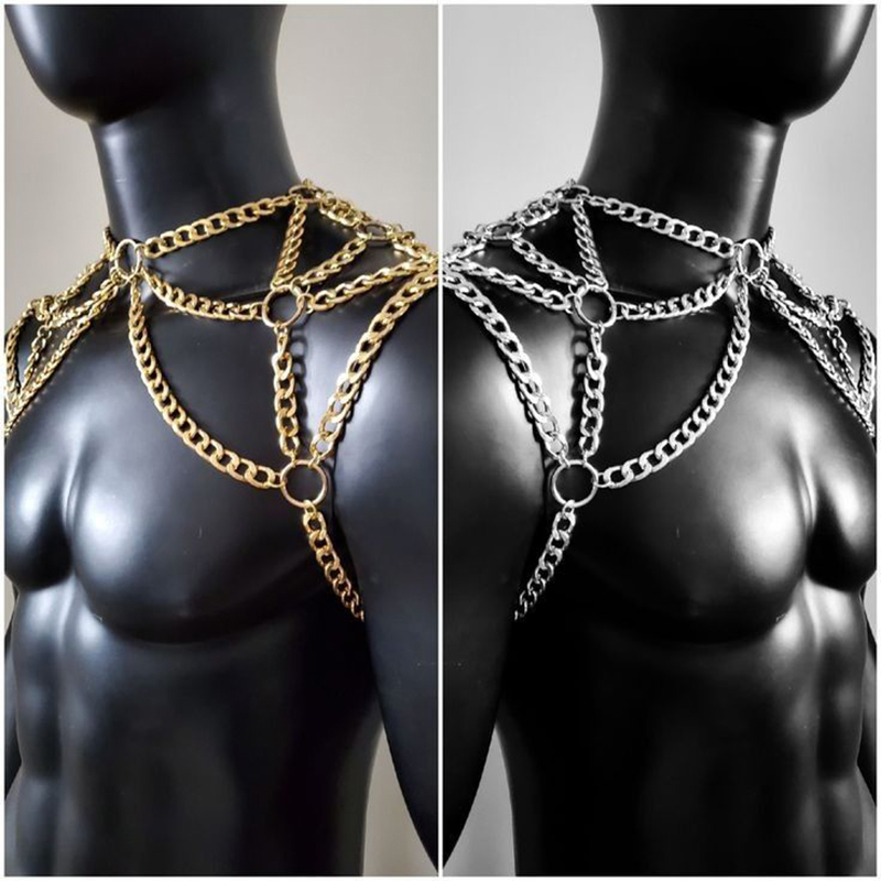 Punk Men Shoulder Body Chain B - Body Jewelry Gold review and price