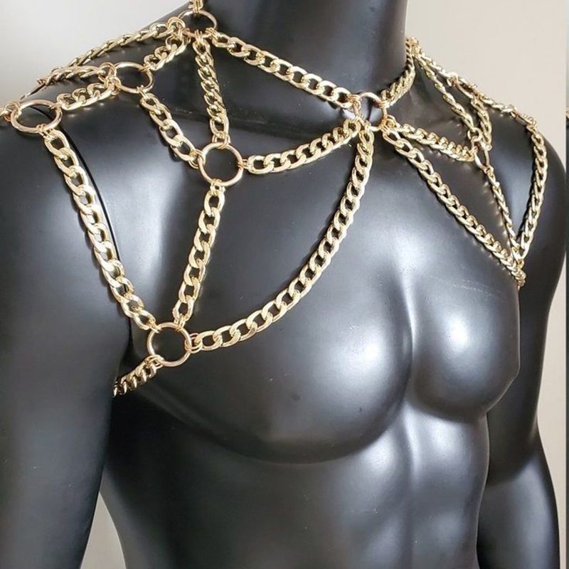 Punk Men Shoulder Body Chain B - Body Jewelry Gold review and price