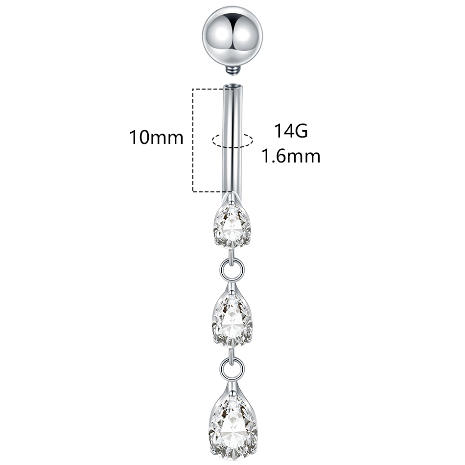 1/5PCS Titanium 14G Dangle CZ  - Belly Bar Titanium review and price