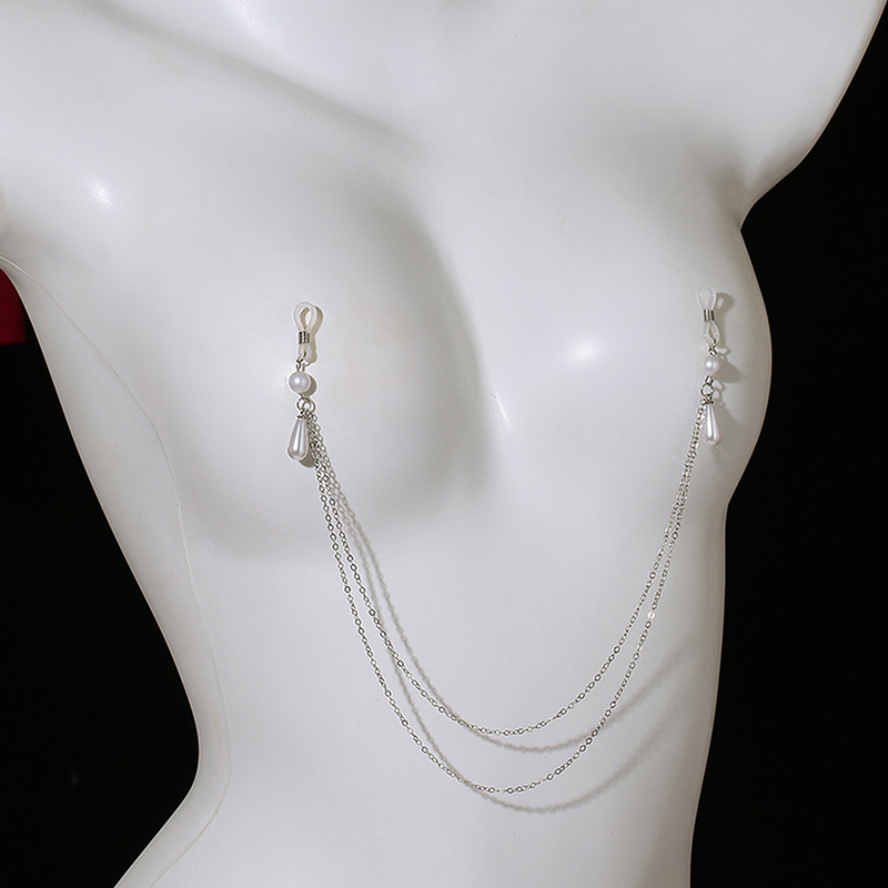 Sexy Metal Pearl Tassel Chest  - Body Jewelry Charms review and price
