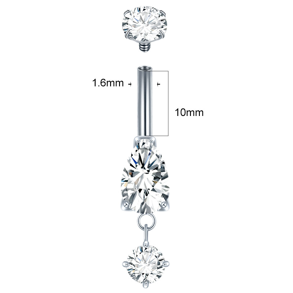 1/5PCS Titanium Crystal Zircon - Belly Bar Titanium review and price