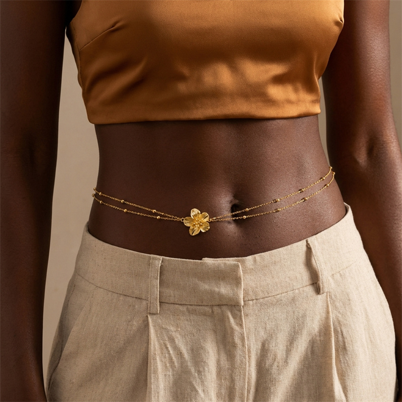 Simple Double Layers Belly Cha - Body Jewelry Gold review and price