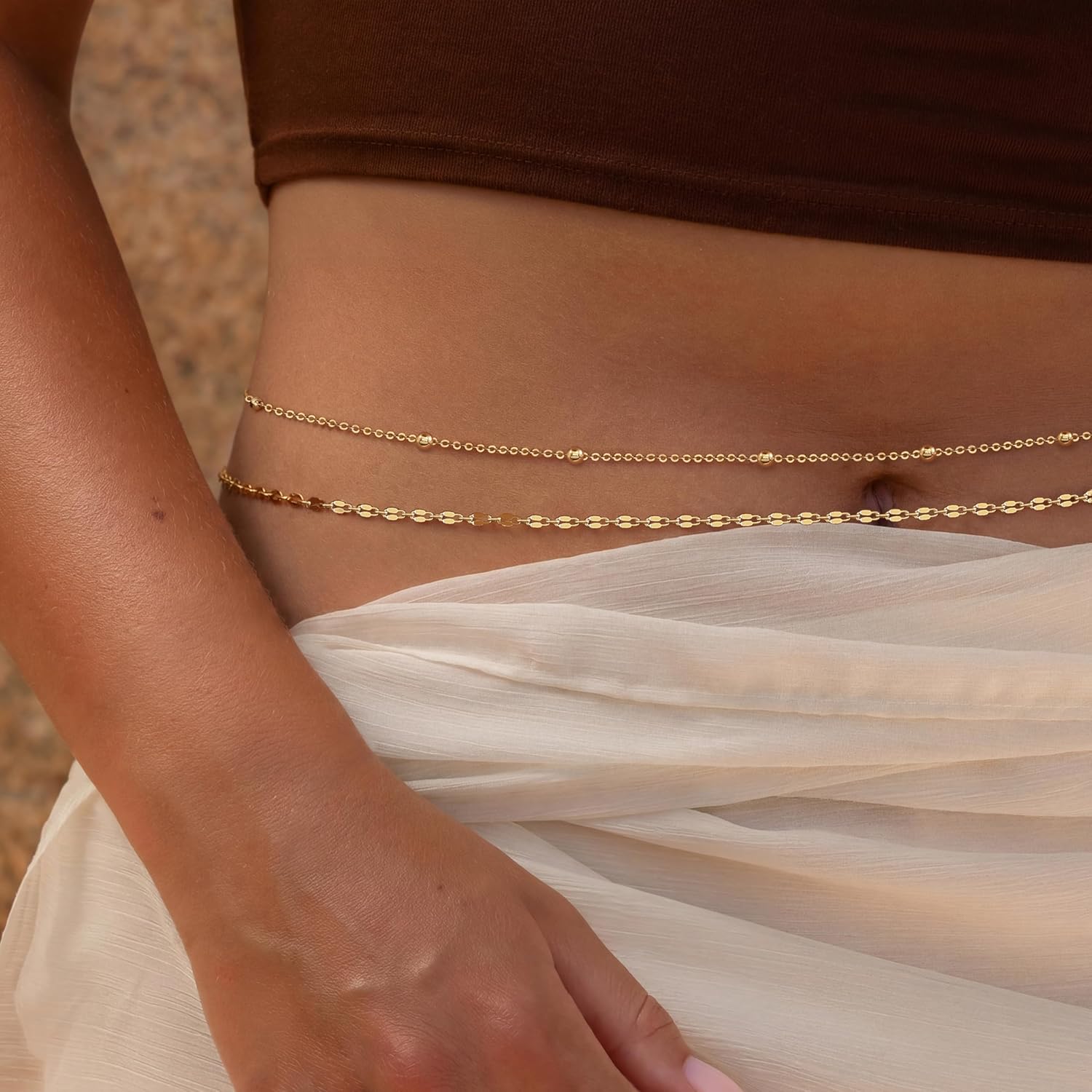 14K Gold Plated Waist Chain Wo - Body Jewelry For Sale review and price